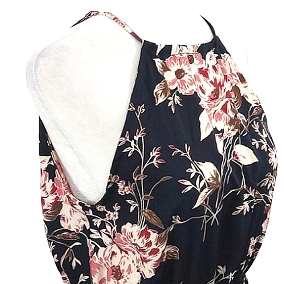 Lulus Feel The Music Midnight Blue Floral Print Maxi Dress Sz Medium - Picture 13 of 15